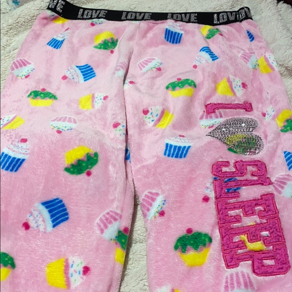 Fuzzy Cupcake Pajama Pants